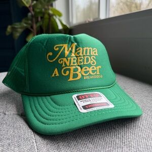 OTTO Green Hat with Yellow 'Mama Needs A Beer' Text